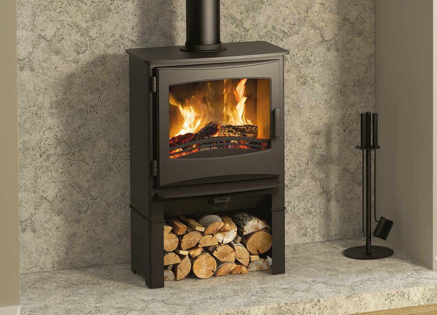Ignite 5 multifuel stove with log store beneath