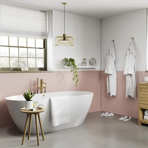 Alpine White and Antique Rose Multipanel bathroom