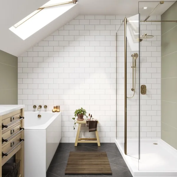 Alpine White metro tile-effect wall panels